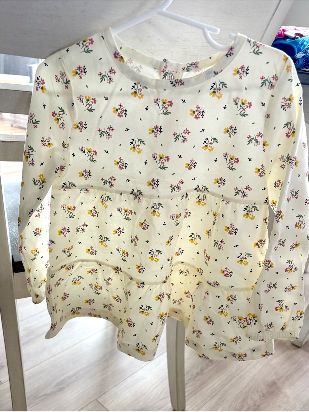 Carter's Cream Floral Long-Sleeve Peplum Top